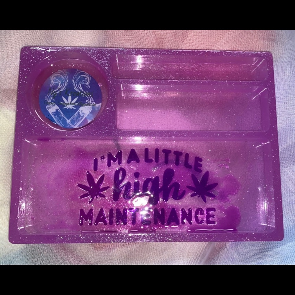 Handcrafted purple rolling tray